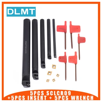 

5pcs SCLCR09 CNC internal control boring bar 7/10/12/16/20mm Tool bar + 5pcs Insert + 5pcs Wrench