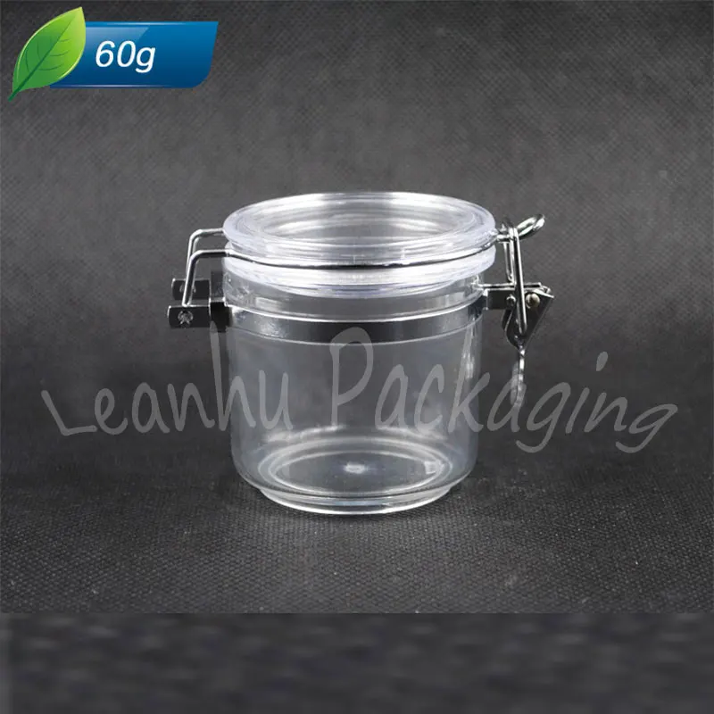 

60G Transparent Plastic Sealing Jar With Pulling Buckle , Mask / Cream Sub-bottling , Empty Cosmetic Container ( 30 PC/Lot )