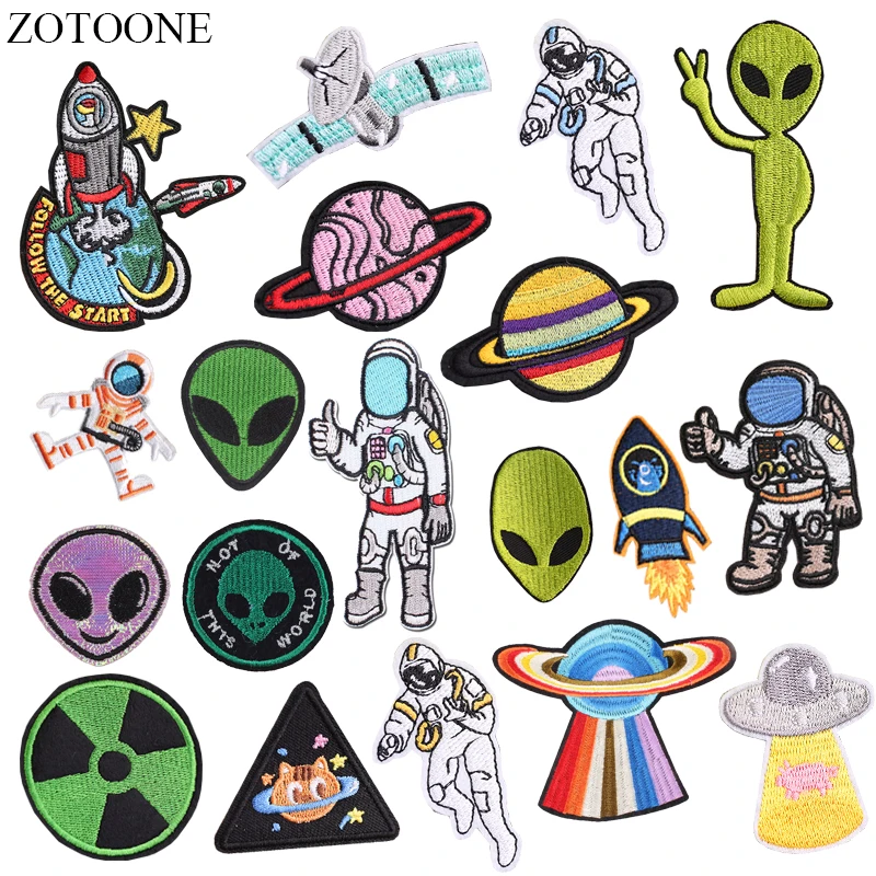 

ZOTOONE Iron on UFO Alien Astronaut Patches for Clothes DIY Applique Embroidered Planet Space Patch Stickers for Backpack