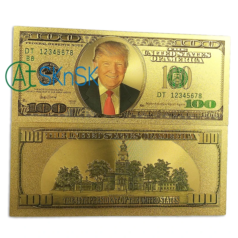 10 X President Donald Trump New Colorized $1000 Dollar Bill Gold Foil Banknote