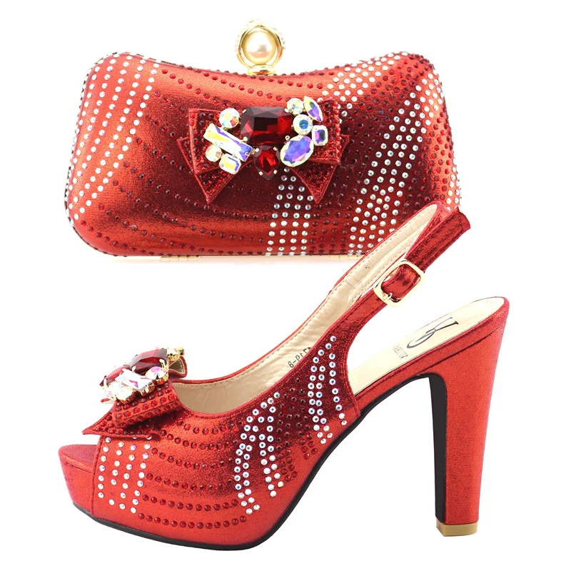 Red shoes matching clutches bag set fashion new african shoe and bag ...