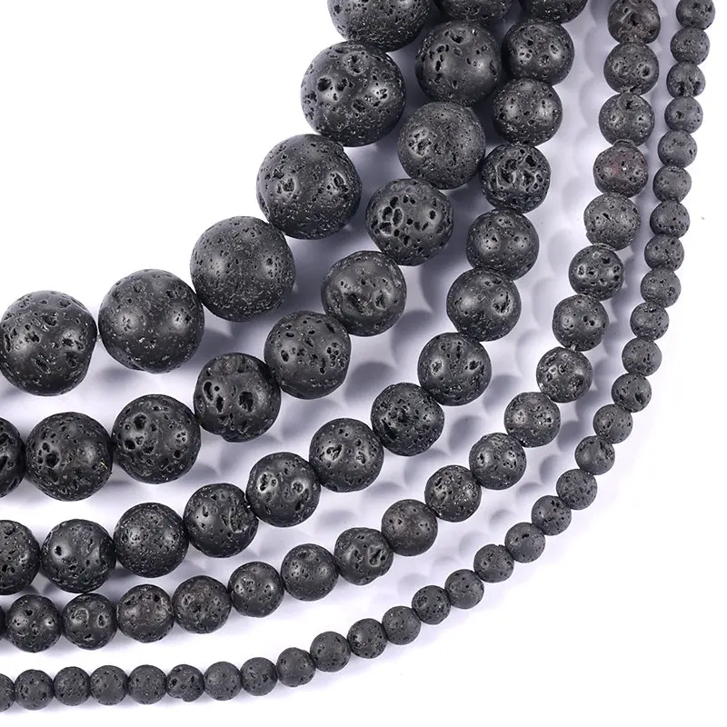 

Best quality 4-12mm Natural Stone Beads Volcanic Lava Beads Lava Stone Beads Round Volcanic-Stones for Jewelry making wholesale