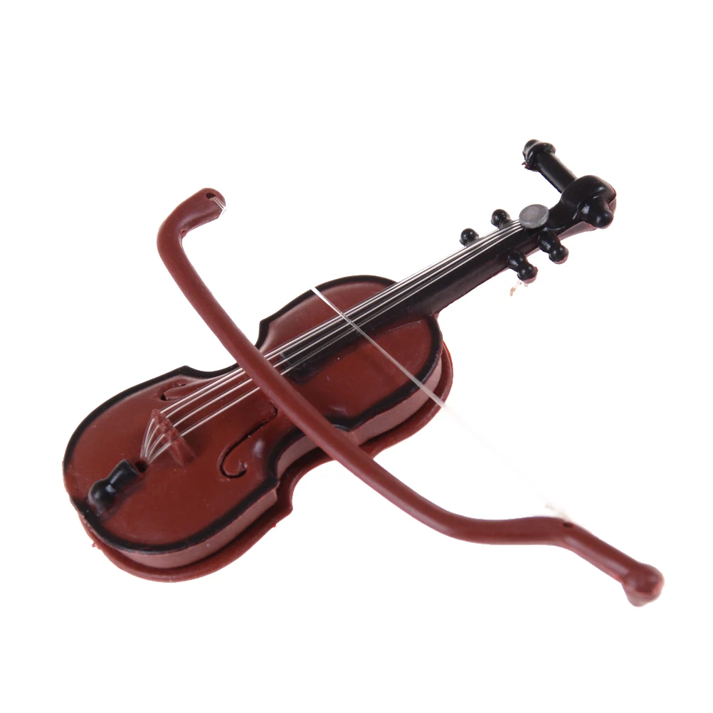 1 шт. музыкальный инструмент DIY 1/12 Кукольный дом деревянная скрипка с Чехол-подставкой пластиковая мини-скрипка кукольный домик