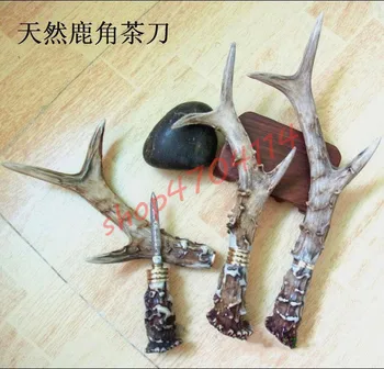 

Natural antlers, pure handmade, Damascus tea knife, tea ceremony supplies, decorations
