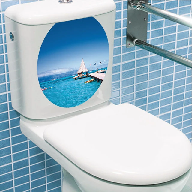 Fundecor Waterproof Blue Sea Toilet Sticker For Bathroom Decoration Wall Decals Adesivo Banheiro Pvc Diy Home Decor Toilet Sticker Stickers For Bathroomstickers For Aliexpress