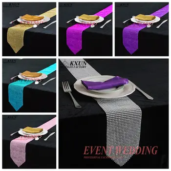 

12*275CM Diamond Table Runner Mesh Rhinestone Table Runner Wedding Party Decorations Home Table Accessories