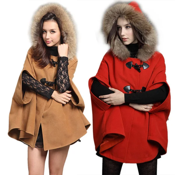 Free Shipping Fashion Womens Girls Batwing Cape Trench Coat Poncho Jacket Winter Cloak Parka Outwear | Женская одежда