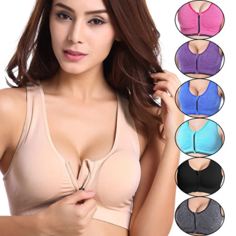 Fitness Women Sport Bra Top Zipper Sports Bra Fitness Women Brassiere Sport Top Quick Dry Bra Push Up Sports Bra Running Tops