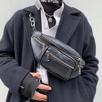 

Men Pu Bag Hip Hop Travel Bag Nice to meet you kanji embroidery