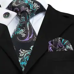 C-1740 Hi-галстук галстуки для Для мужчин Классический Галстук Пейсли 100% шелк для Для мужчин 8,5 см галстук Hanky запонки карман квадратный платок