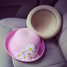 Летняя для девочек, для путешествий, Пляжная, Цветочная, Женская широкая шляпа, соломенная Кепка для девочек, УФ-защита, Панама