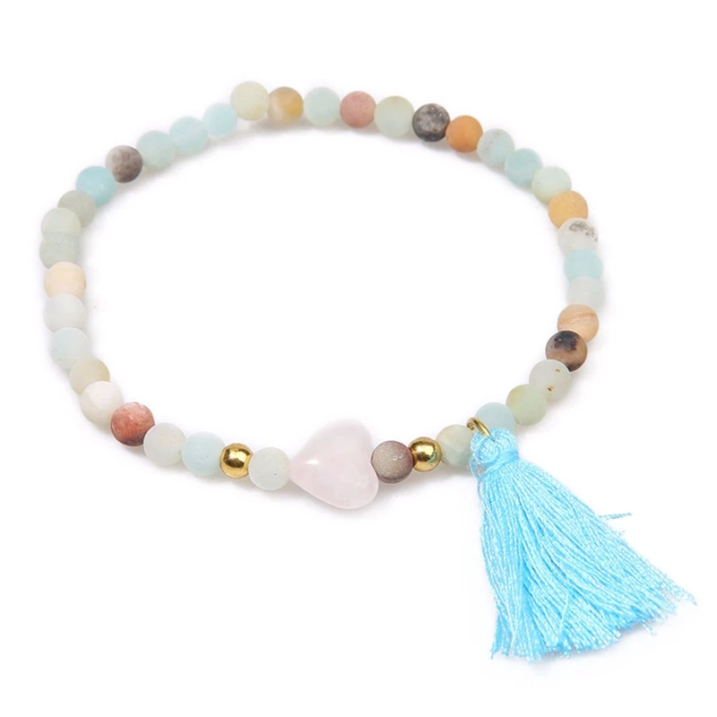 

Bracelet Chakra Bracelets Women Boho Tassel Jewelry Natural Stone Beads Bohemian Handmade Love Heart Meditation Healing