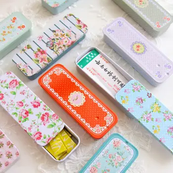 

Flower Iron Tin Storage Bag Gift Mini Jewelry Box Decor Card Pill Case Multiuseful Portable Carring Boxes