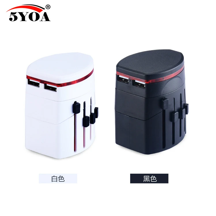 Универсальное зарядное устройство переменного тока с 2 USB портами|us adaptor|2 usb portsac