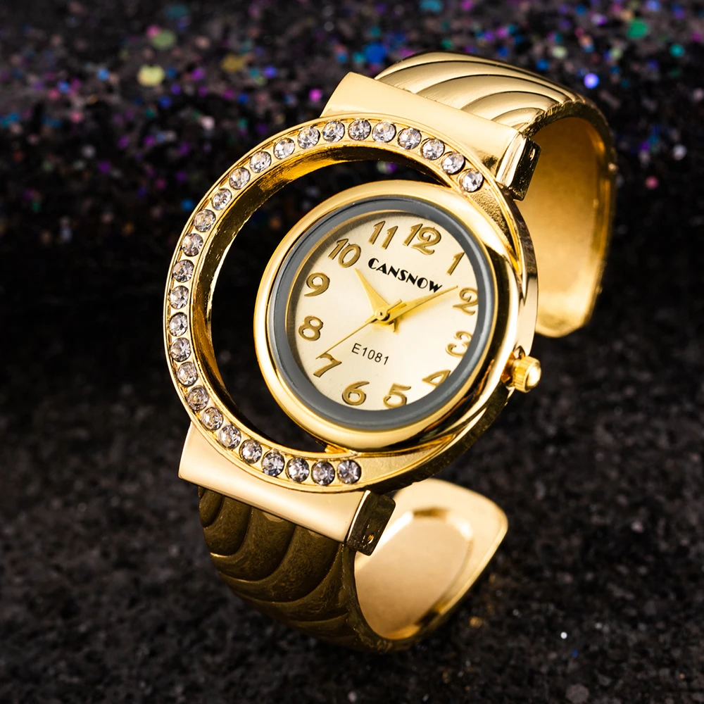 Luxury Golden Stainless Bracelet Watches Fashion Women Bangle Watch