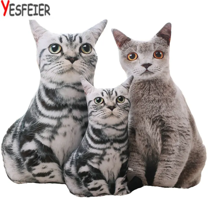 50/75cm New Style Wholesale 3D Printing Cat Artificial Cat Plush Toys