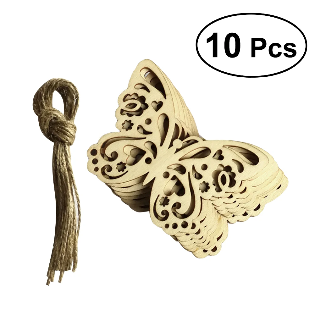 

10pcs Hollow Out Wooden Butterfly Embellishments Wood Craft Hanging Decor Embellishments