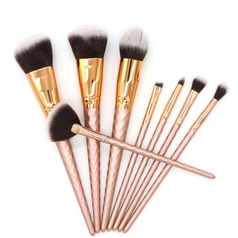 

New 8pcs Rose Gold Unicorn Makeup Brushes Set Diamond Brush Foundation Face Powder Blending Brush Cosmetic Beauty Tool Kit