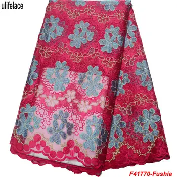

fabric trim Embroidery Lace Fabric 2019 Nigerian Tulle French Lace Fabric Women African Mesh Lace Material For Bridal F4-1770