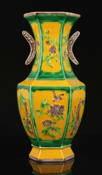 

China Nature Fired Colour Glaze Hand-painted Flower Design Porcelain Vase