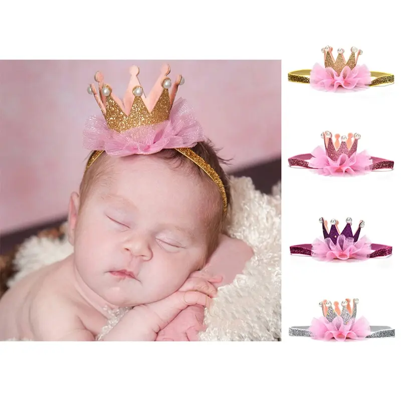 

1 Pc Newborn Children Photo Props Crown Headband Gold Princess Crown Baby Girls Cute Hair Band Infant Kids Hair Accessories