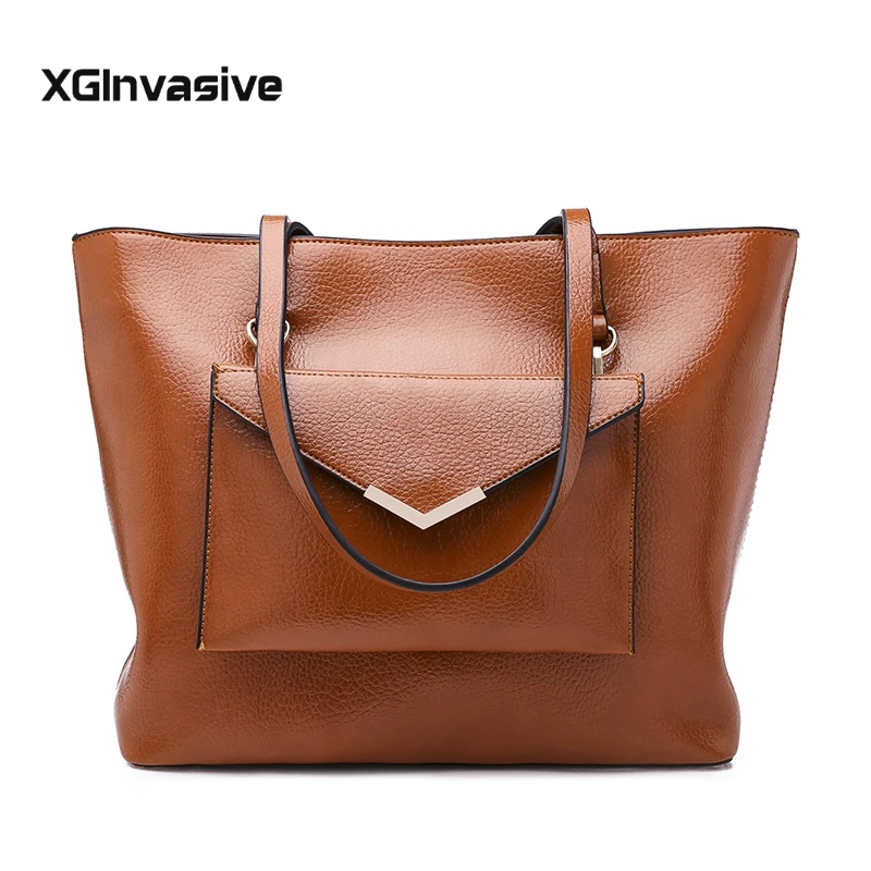 

2018 new luxury leather women's tote women's bag ladies shoulder slung handbag European and American fashion wild big bag