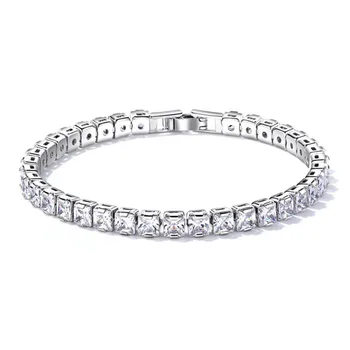 

Hip Hop 1Row Iced Zircon Tennis Chain Bracelet Men's Jewelry CZ Rhinestone Bracelet Link 17.5cm For Women#SS40