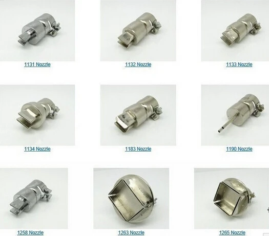 

Good quality 9 kind 1131/1132/1133/1134/1183/1258/1263/1265/1190 Air nozzle for Soldering station 850 852 Hot Air Gun BGA Nozzle