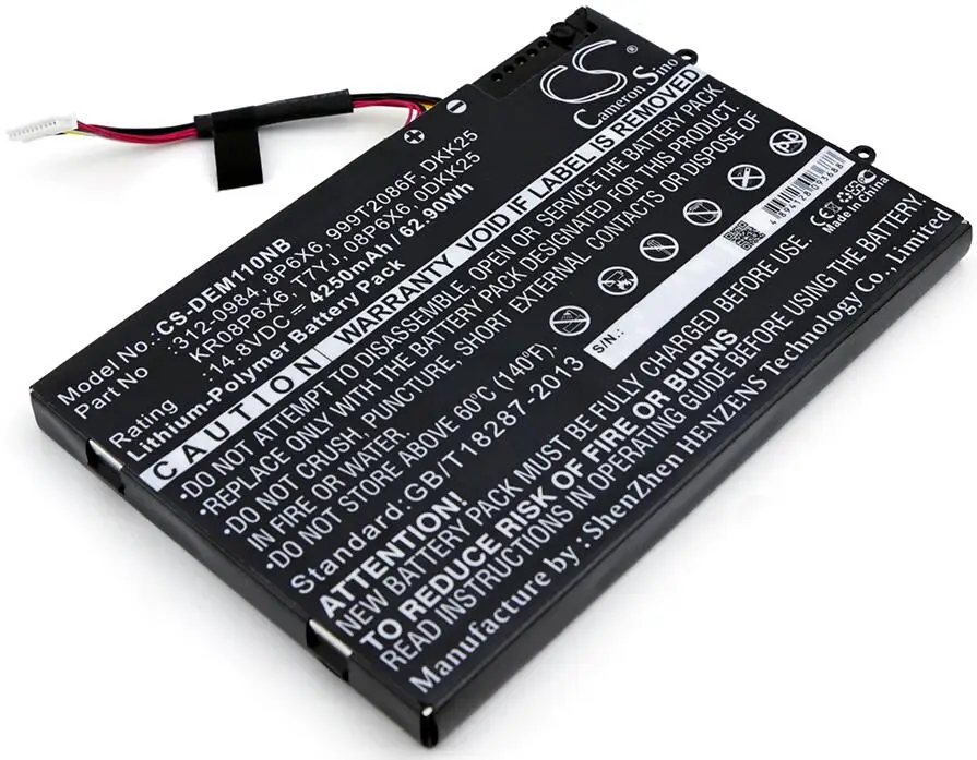 Аккумулятор Cameron Sino 4250 мАч для DELL Alienware M11xR2 M11x P06T002 P18G M14xR2 P06T KR08P6X6 PT6V8 DKK25