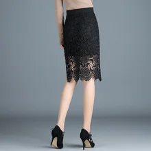 Высокая Талия Для женщин миди Офисная Женская юбка элегантные кружева труба юбки "рыбий хвост" Женский по колено юбка элегантный