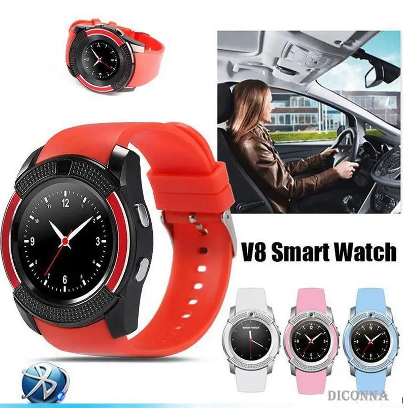 

V8 Bluetooth Smart Watch Touch Screen GSM Wrist Phone Mate Round for Android IOS