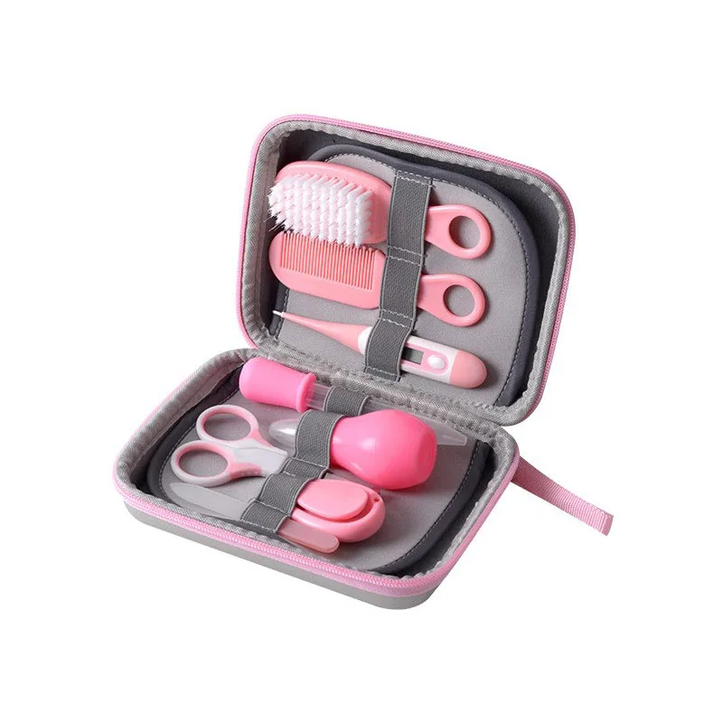 8 Pcs Baby Nail Care Kit Kids Grooming Health Care Manicure Set Children Scissor Nail Clipper Thermometer Comb Brush Accessories