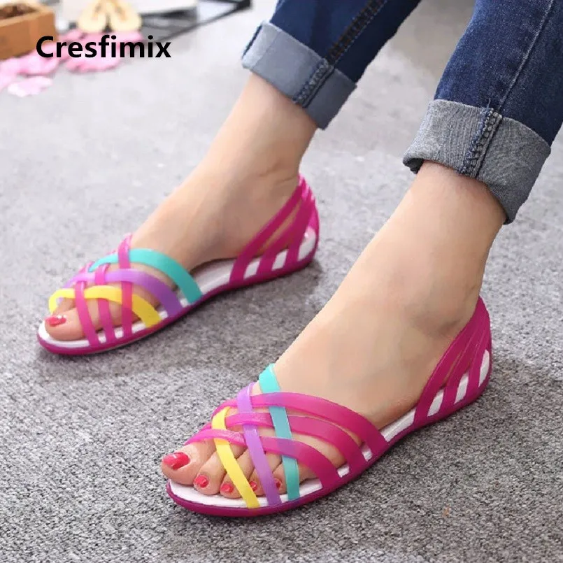 Cresfimix sandalias de mujer Женские модные милые прозрачные водонепроницаемые сандалии