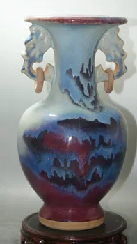 

Fine old China Crackle glaze Kiln change Color Porcelain Binaural Ring vases antique classic ceramic home decor art collection
