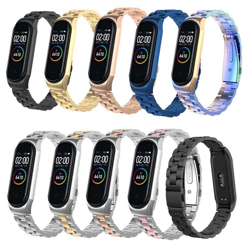 

NEW Mi Band 4 Strap Metal Stainless Steel For Xiaomi Mi Band 3 Strap Compatible Bracelet Miband 3 Wristbands Pulseira Miband3