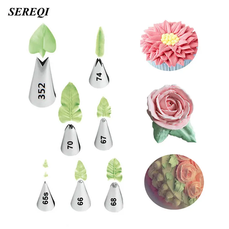 

SEREQI 7PCS/1Set Russian Tulip Icing Piping Nozzles DIY Leaf Cream Decorating Tips Cake Decoration Tool Cupcake Pastry Bakeware