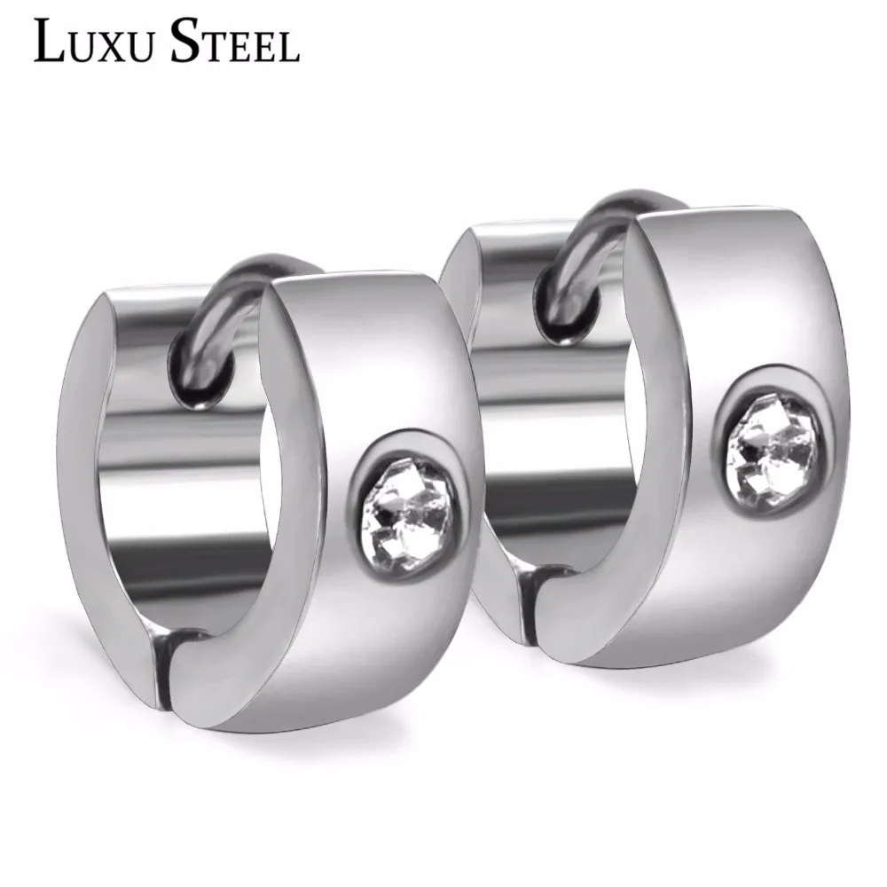 

LUXUSTEEL Clearance Crystal Earring Stainless Steel Silver Color Unique Hoop Earring Female Engagement Accessories