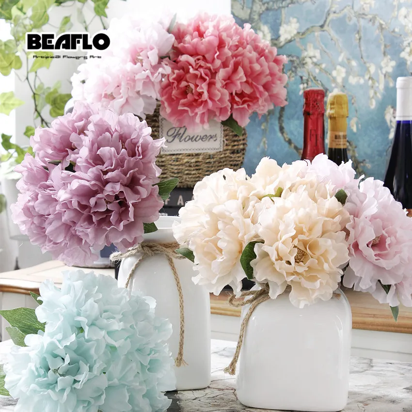 

1 Bouquet Beautiful Rose Peony Artificial Silk Flowers flores fake Flower home party Wedding Decoration Mariage fake Flower