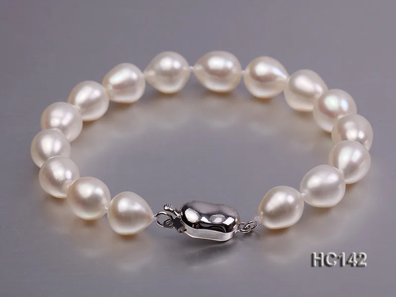 

Unique Pearls jewellery Store Charming AA 8-9MM White Color Rice Freshwater Pearl Bracelet 18cm 925 Silver Clasp