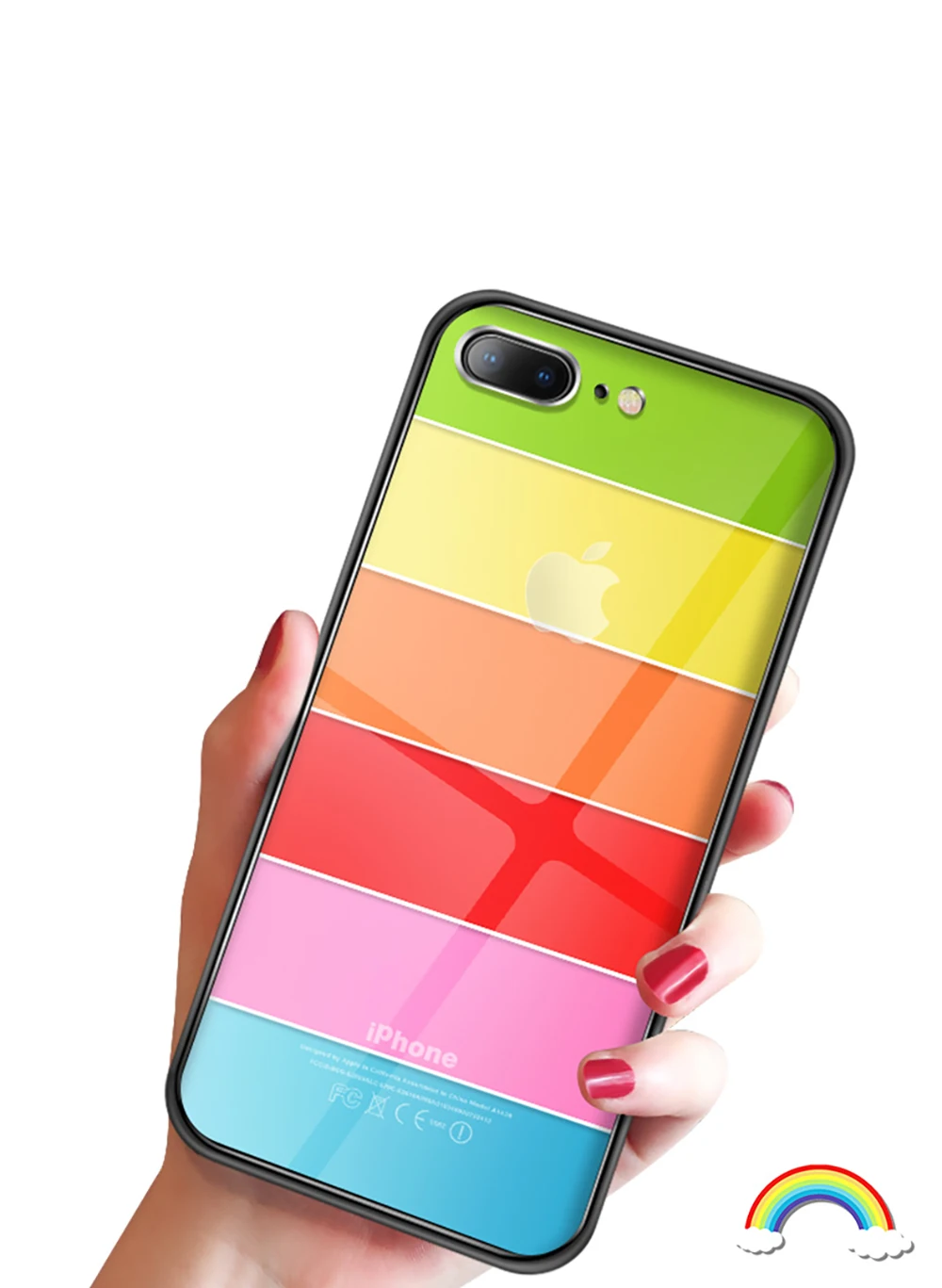 NYFundas For iphone 8Plus 7 6 6S Plus X Clear Tempered Glass Rainbow Shockproof Bumper All-inclusive Protection Conque Accessory (8)