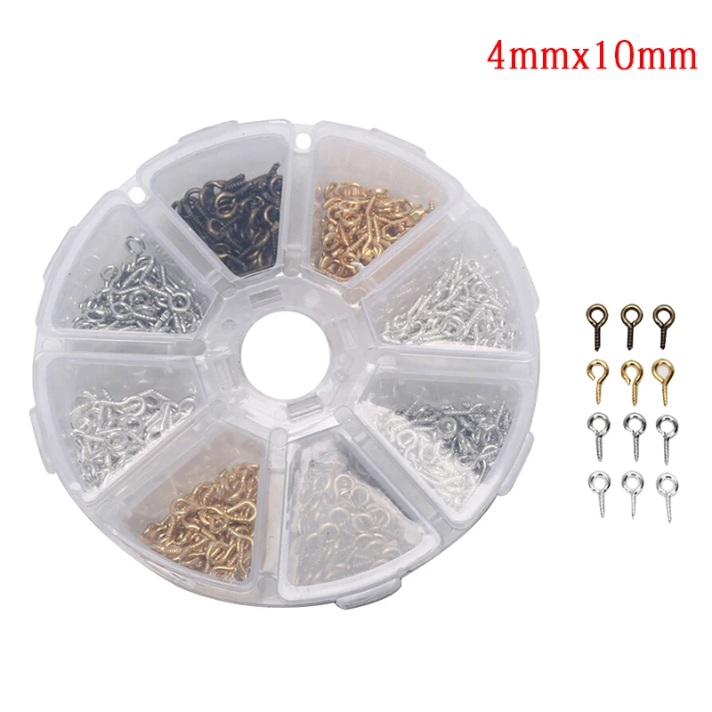 

800pcs SSmall Tiny Mini Eye Pins Eyepins Hooks Eyelets Screw Threaded Silver Clasps Hooks Jewelry Findings