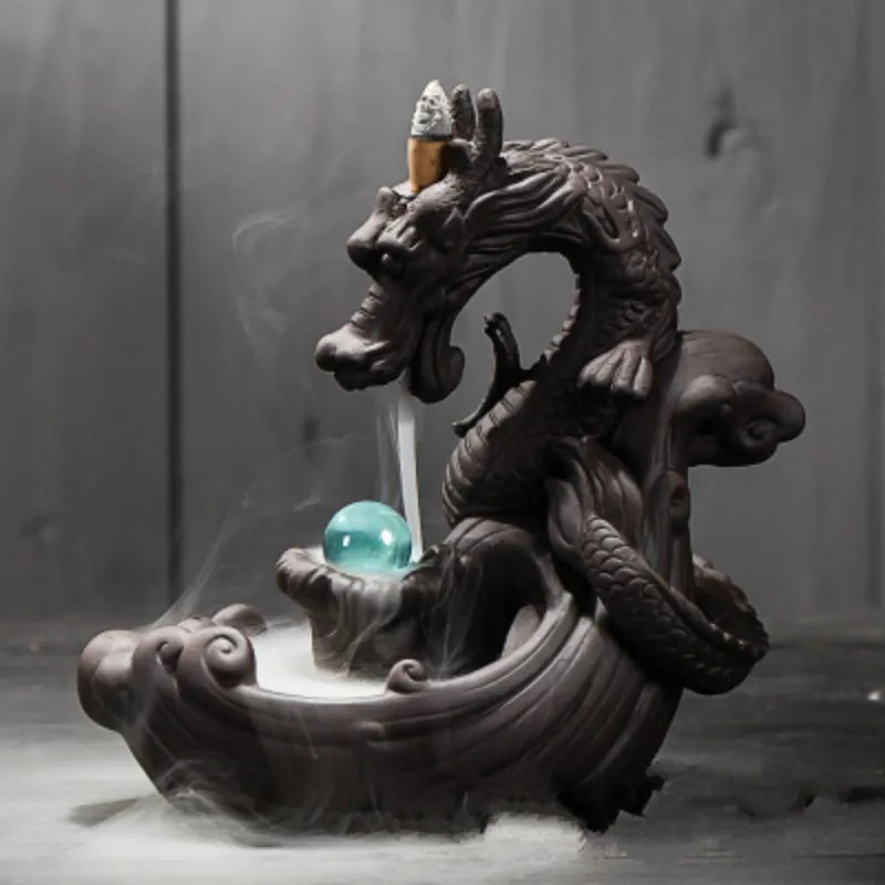 New== Dragon Incense Burner Ceramic Backflow Incense Burner Creative
