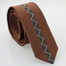 YIBEI Coachella деловые галстуки тонкие коричневые тонкие галстуки черные вертикальные полосы Cravatta узкий Серебряный зигзагообразный полосатый галстук