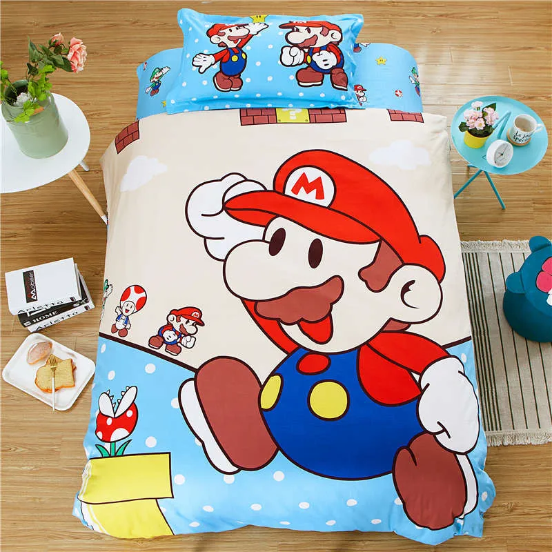 

Anime cartoon super Mario cotton children bedding set Duvet Covers Pillowcases comforter kids bedding sets single size 2pcs