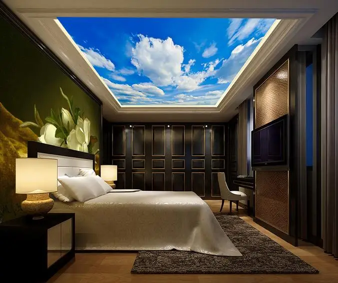 

luxury ceiling wallpaper custom 3d photo ceiling wallpaper The blue sky and white clouds ceiling wall paper for bedrooms ceiling