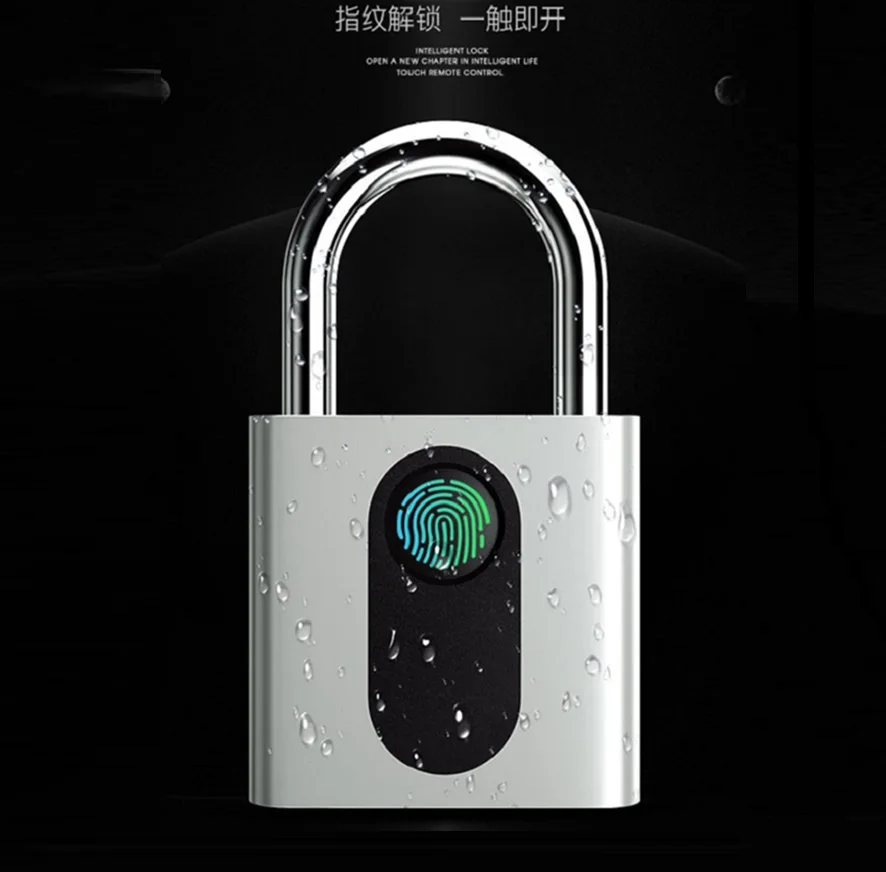 

USB Rechargeable Smart Keyless Fingerprint Lock IP65 Waterproof Anti-Theft Security Padlock Door Luggage Case Lock