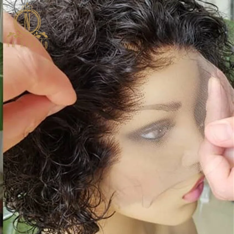 180 плотность кудрявый короткий парик-Боб 13x4/13x6 человеческие волосы парики предварительно сорванные волосы remy передние парики на кружеве черные для женщин