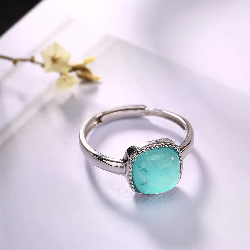 Регулируемое серебряное кольцо Amazonite 100% 925 пробы для женщин кольца на руку
