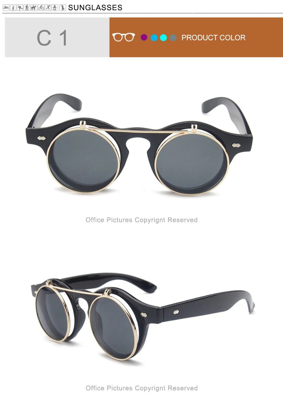 jumlai new fashion design sunglasses color frame Metal ring round high quality sunglasses for women lot (4)
