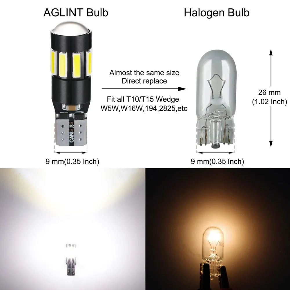 AGLINT 2 шт. светодиодный автомобильный светильник T10 W5W 168 194 светодиодный CANBUS без ошибок Авто парковочный светильник для Volkswagen Passat b5 b6 белый 12-24 В